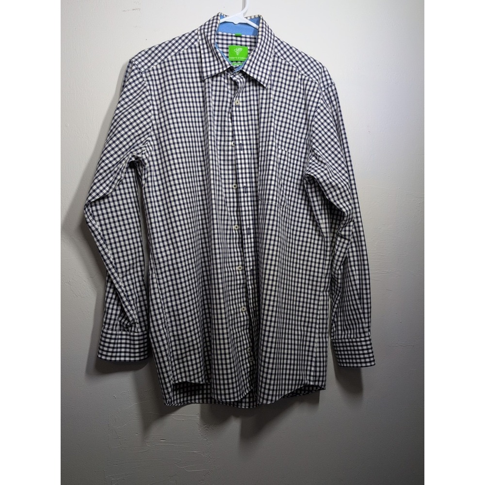 Forsyth Of Canada‎ Shirt Mens Medium Blue Plaid Non Iron Dress Button Up